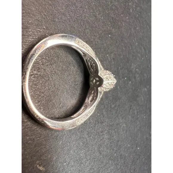 NEW grandidierite and zircon crown ring in rhodium over sterling silver size 8